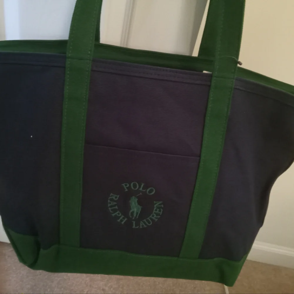 New Men's Polo Canvas Blue/Green Tote Bag